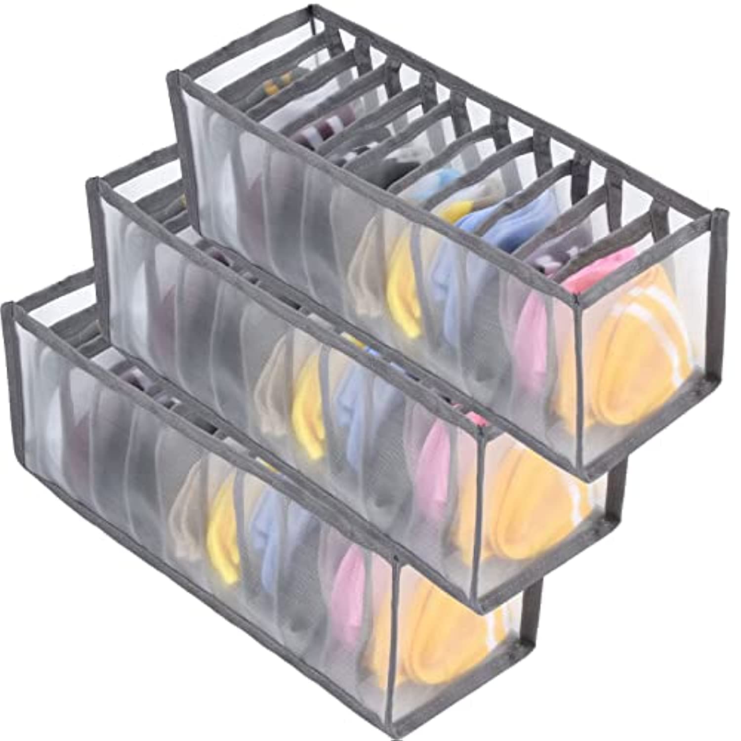 Bra Storage Boxes Underwear Organizer Sort Drawer Nylon Divider For Folding Ties Scarfs Socks Shorts Clothes Room Organization (11grids 3pcs)