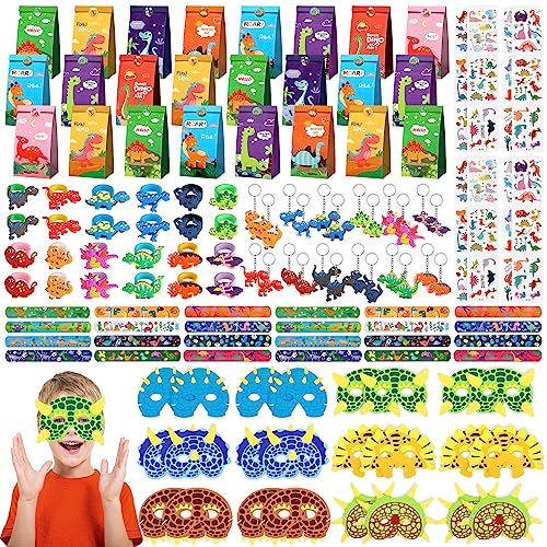 INNOCHEER Dinosaur Party Favors, Dinosaur Birthday Decorations 24 Pack Dinosaur Party Supplies Dinosaur Party Decorations, Dinosaur Goodie Bags for Birthday Party Favors for Kids 3-5 4-8 8-12 Dino