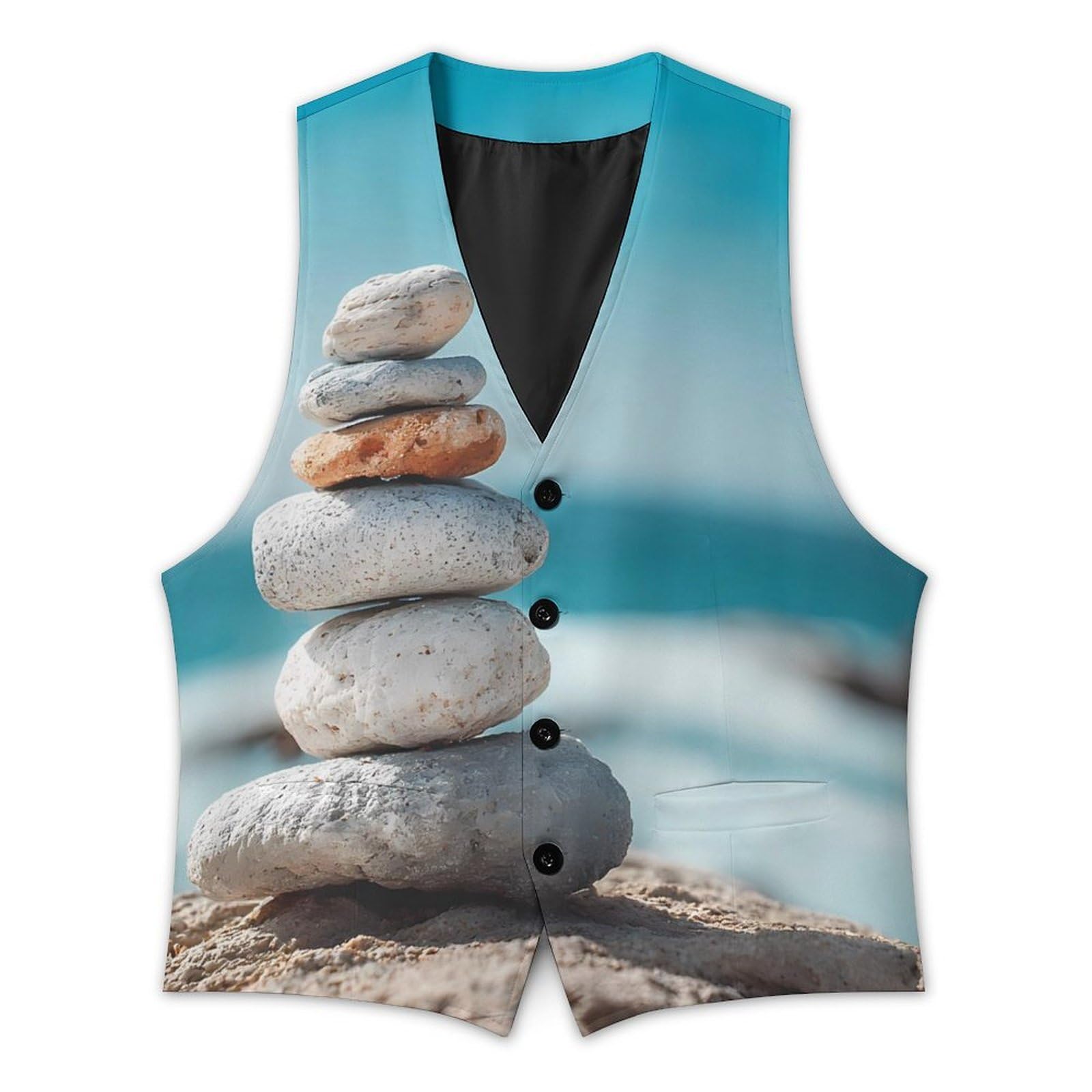 Rock Tower Overlooking Lake, gilet casual da uomo con 2 tasche | Slim Fit Gilet Gilet Business Formale Gemelli Vestito