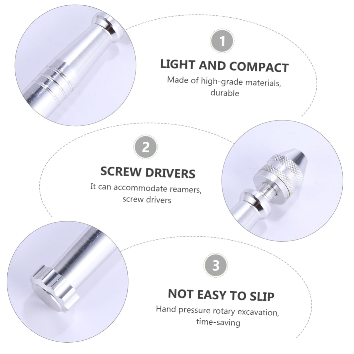 KALLORY 3 Sets Aluminum Alloy Hand Drill Drill Bits Tool Double Head Easy to Use