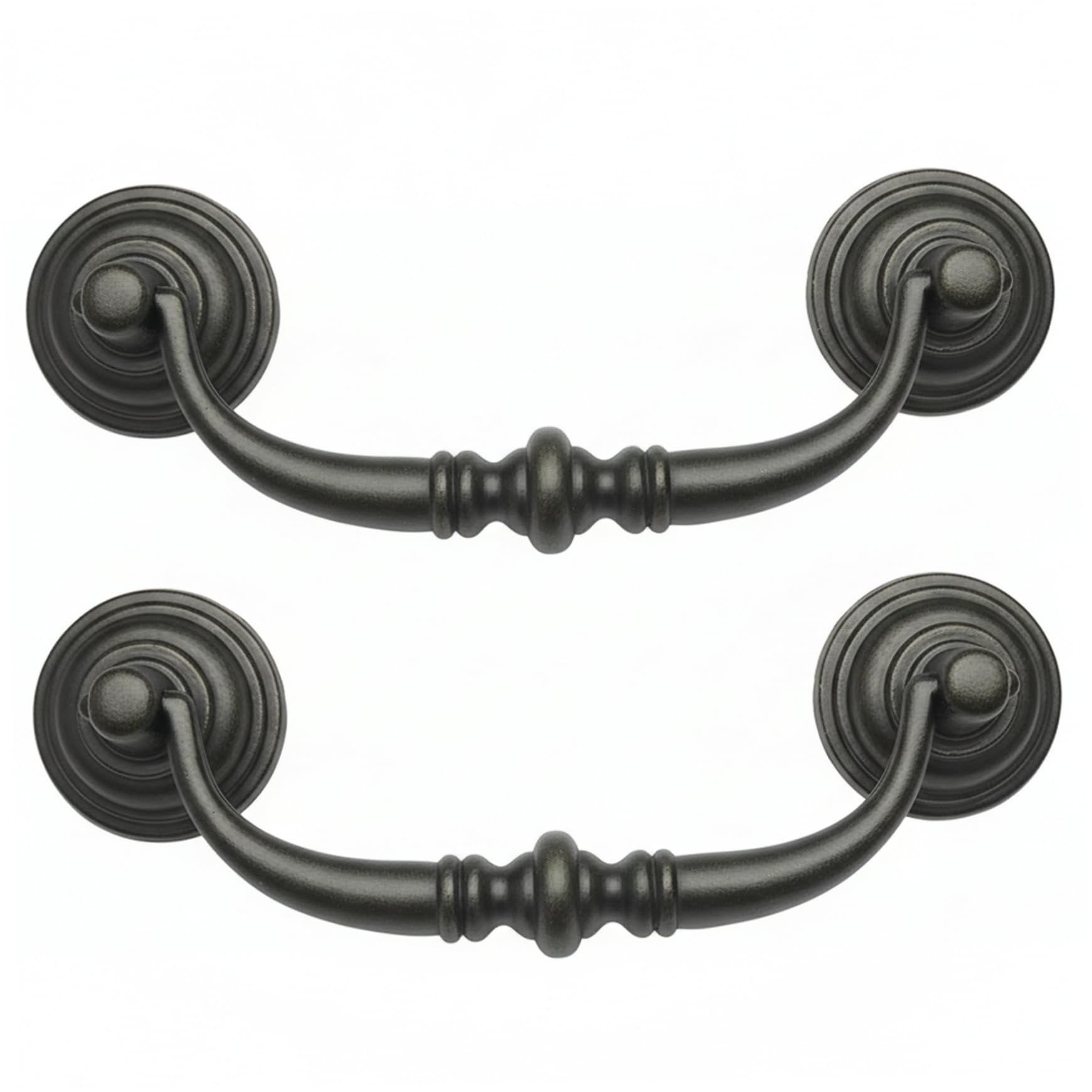 Ameble Black 2Pcs Antique Drawer Pulls 4 Inch Cabinet Handle With Adjustable Hole Centers Vintage Zinc Alloy Pulls For Cabinet Door And Dresser Drawer