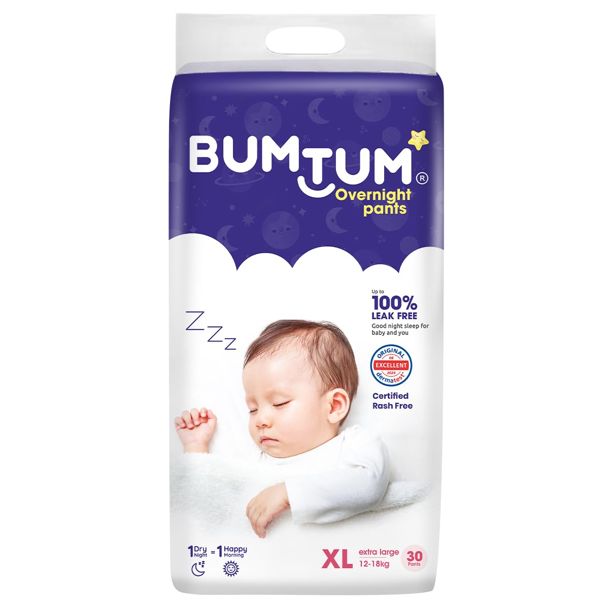 Bumtum Baby Overnight Diaper Pants - Size XL (12-18 kg), 30 Count | All night Absorption with Pillow Soft Comfort | No Leak | 100% Rashfree | With soothing Chamomile Microbial Layer | Pack of 1-image-11