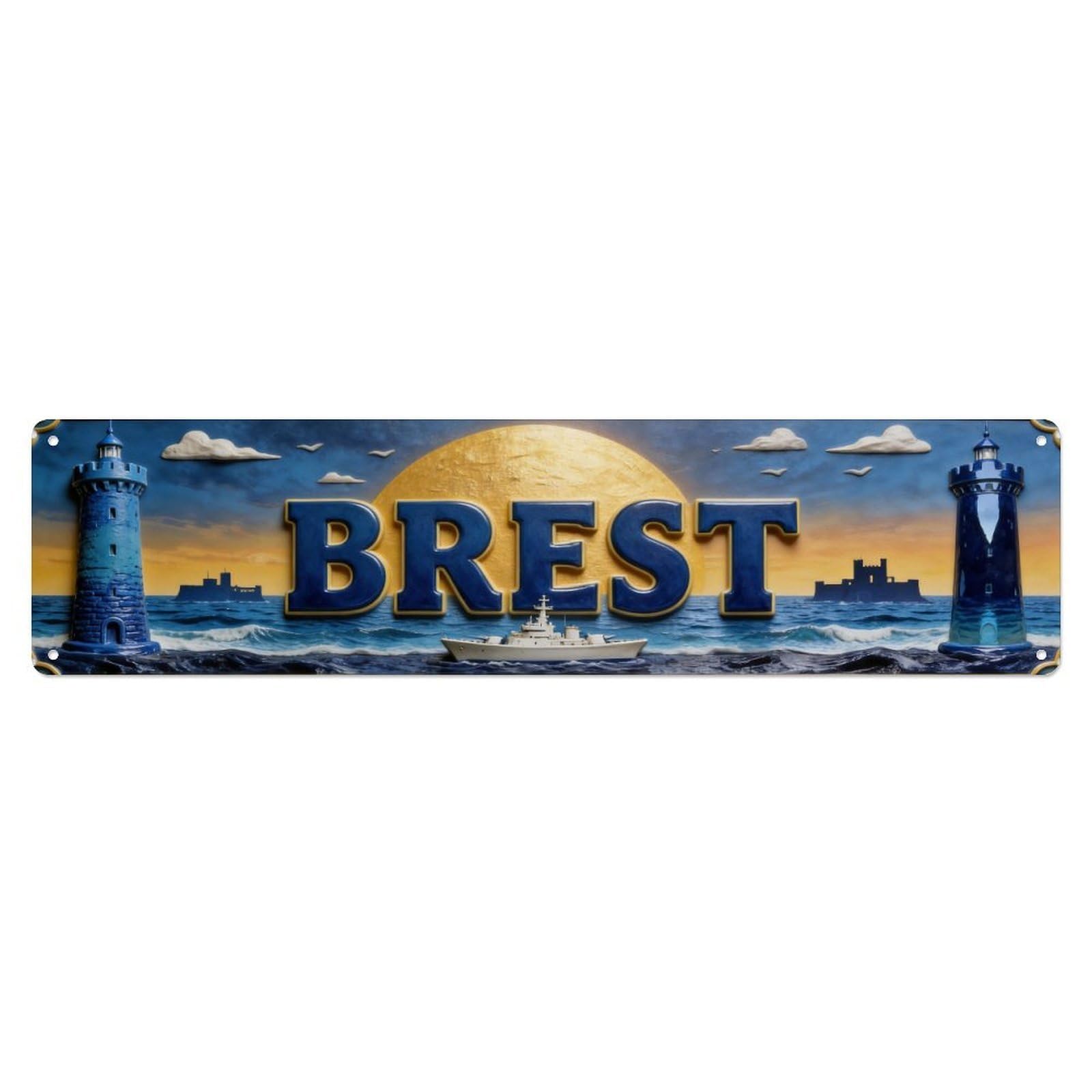 Metal Tin Sign Brest France Vintage
