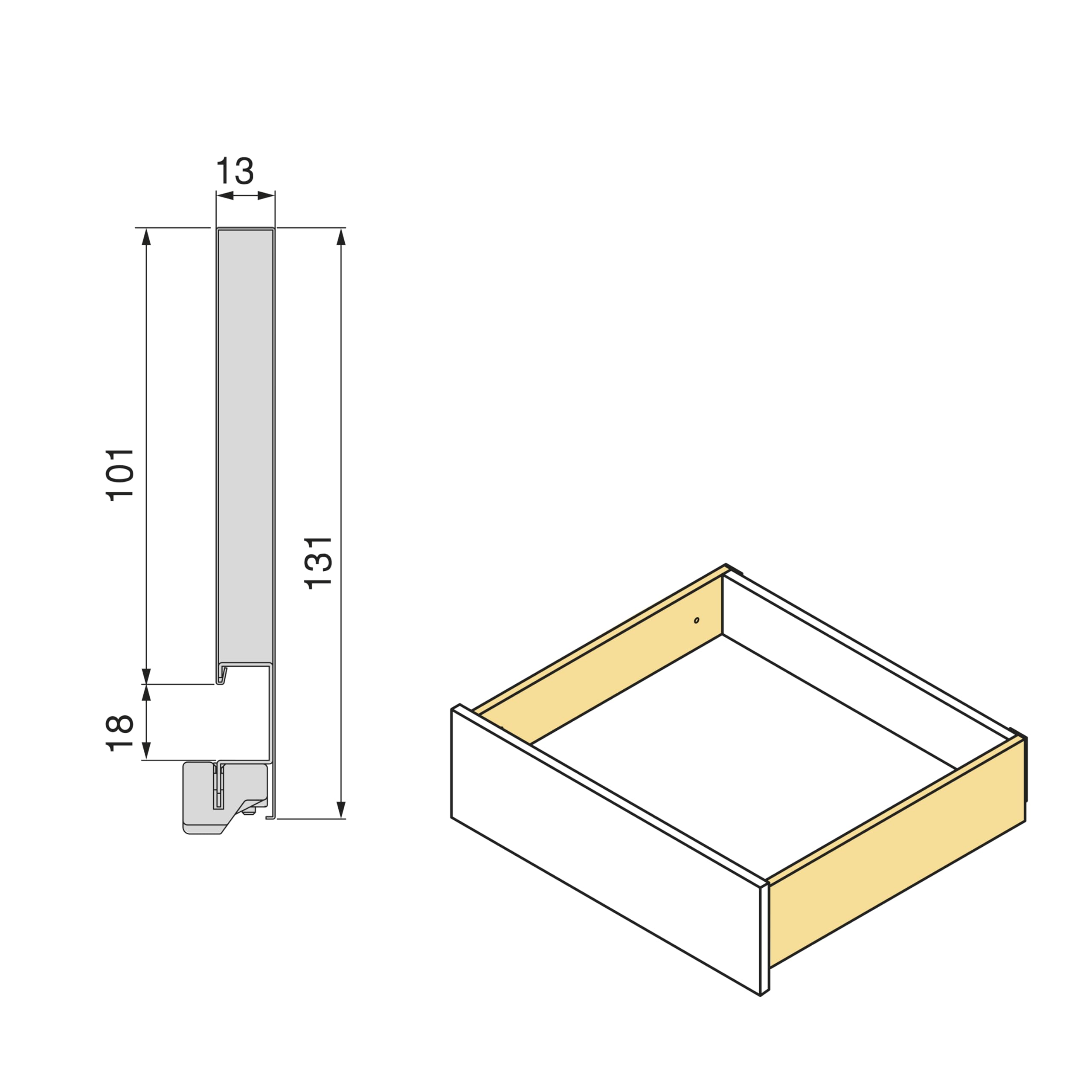 Emuca, External Drawer Vertex with 3D Regulation, Kitchen Drawer Runners H131mm, 40kg, Board Thickness of 18mm, Depth 450mm - Image 2