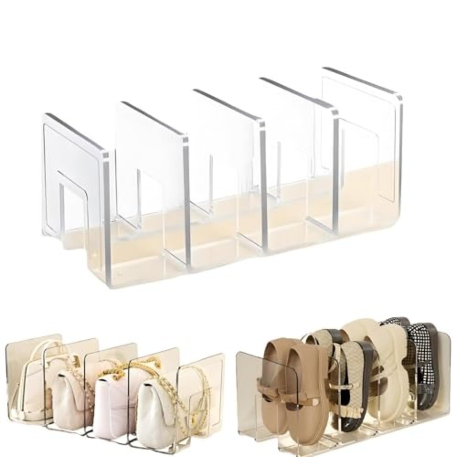 Generico Scarpiera Bambini,Porta Scarpe da Armadio,Organizer Scarpe Salvaspazio,Scarpiera in Acrilico Trasparente per Bambini,Porta Borse da Armadio,Divisori Libri per Libreria per Guardaroba（1 PCS）