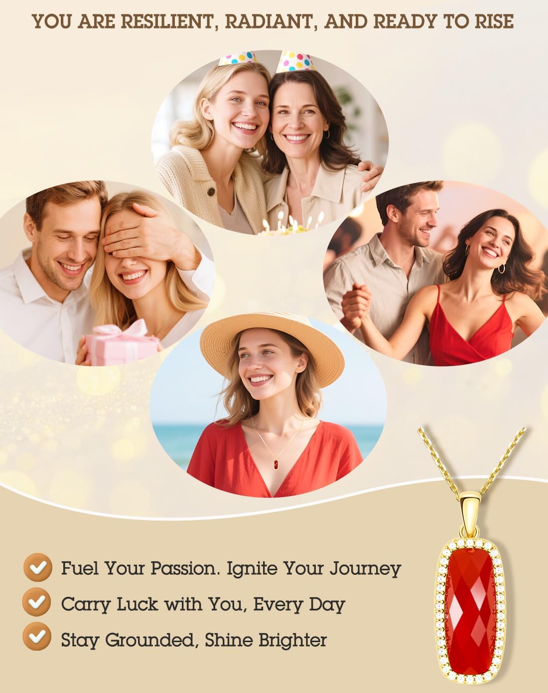 Natural Gemstone New Beginnings Graduation 925 Sterling Silver Plated with 18K Gold Protection Necklace for Women - Image 3