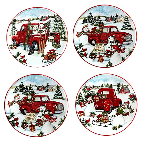 Certified International Red Truck Snowman 6 Certified International Red Truck Snowman 6