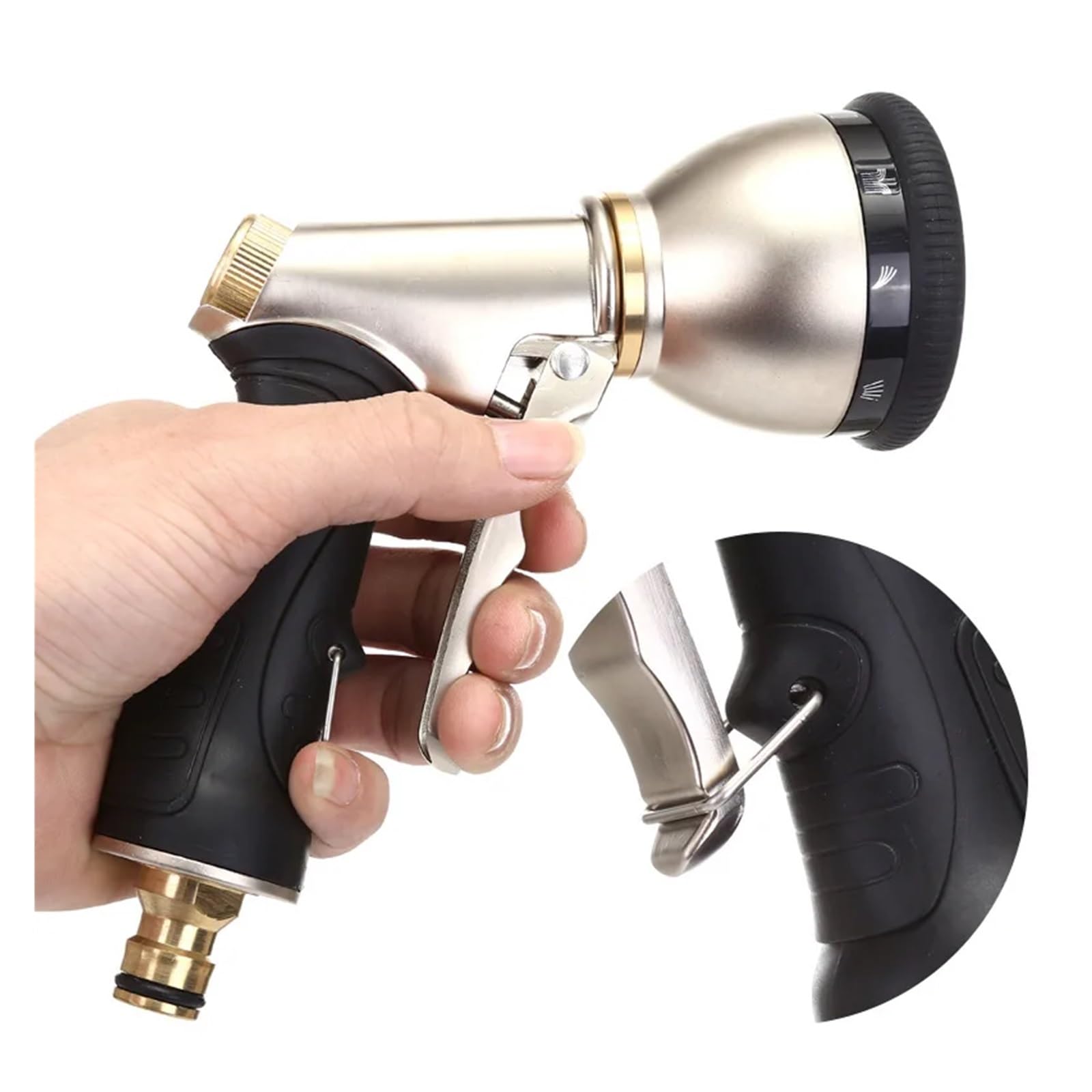 Pistolet d'arrosage avec embout multi-jets, Eau de jardin haute pression avec jets variables, mode multijet, laiton