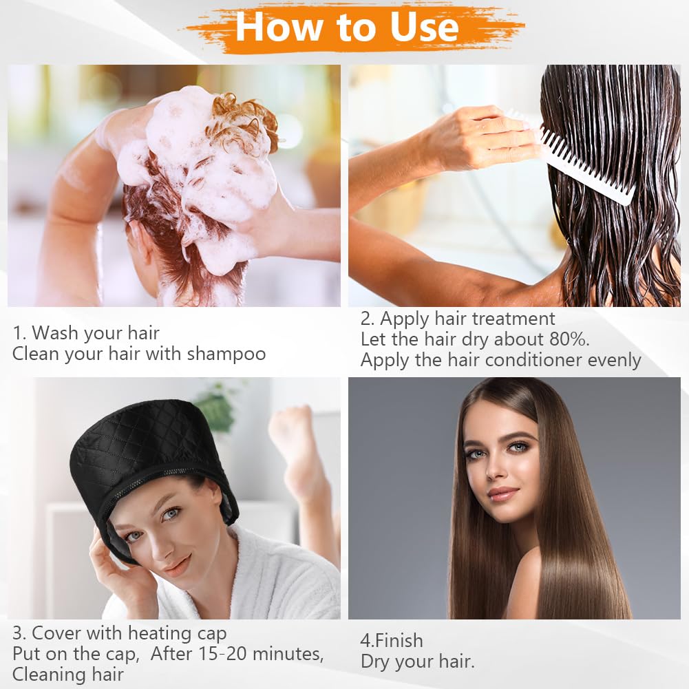 LOPHE Cuffia Riscaldante Capelli, Termico per Capelli Elettrico con 2 Temperature Regolabili, Casco per Asciugatura Cappuccio Asciugacapelli per Acconciatura, Arricciatur