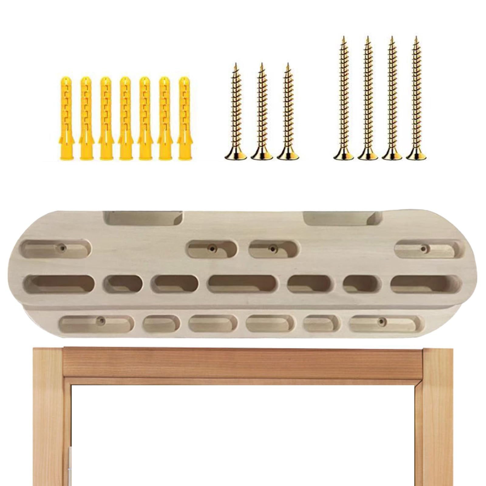 PUCHEN Climbing Board, Portable Rock Climbing Training Hangboard, Climbing Board for Doorway, Finger Grip Strengthener Trainer with Edges and Pockets, Includes Finger File