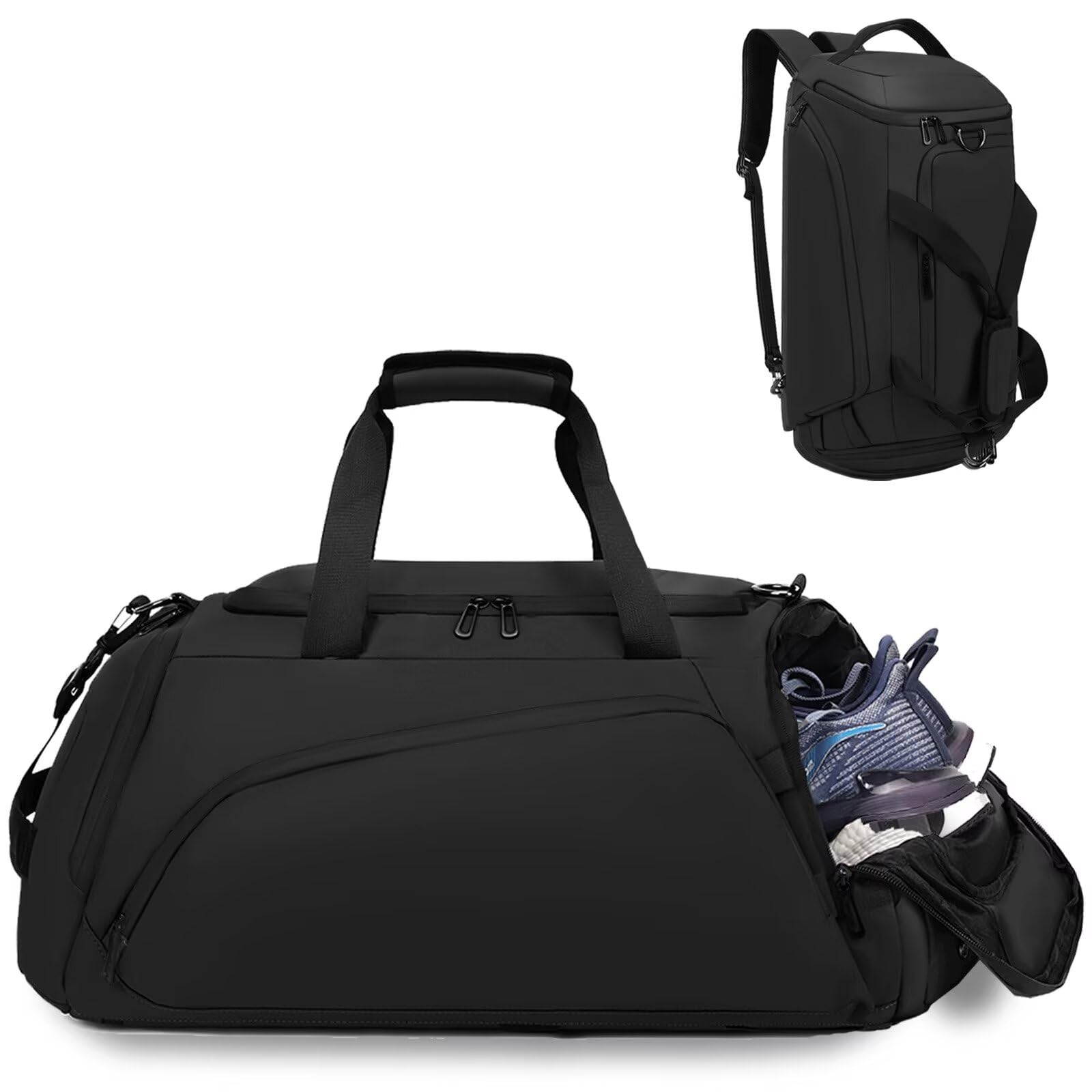 Borsone Palestra Uomo Grande 40L Zaino da Viaggio Borsa Palestra Donna Impermeabile Duffel Bag con Porta Scarpe e Tasca Umida Borsa da Viaggio da Viaggio per Sport Fitness Campeggio,Nero