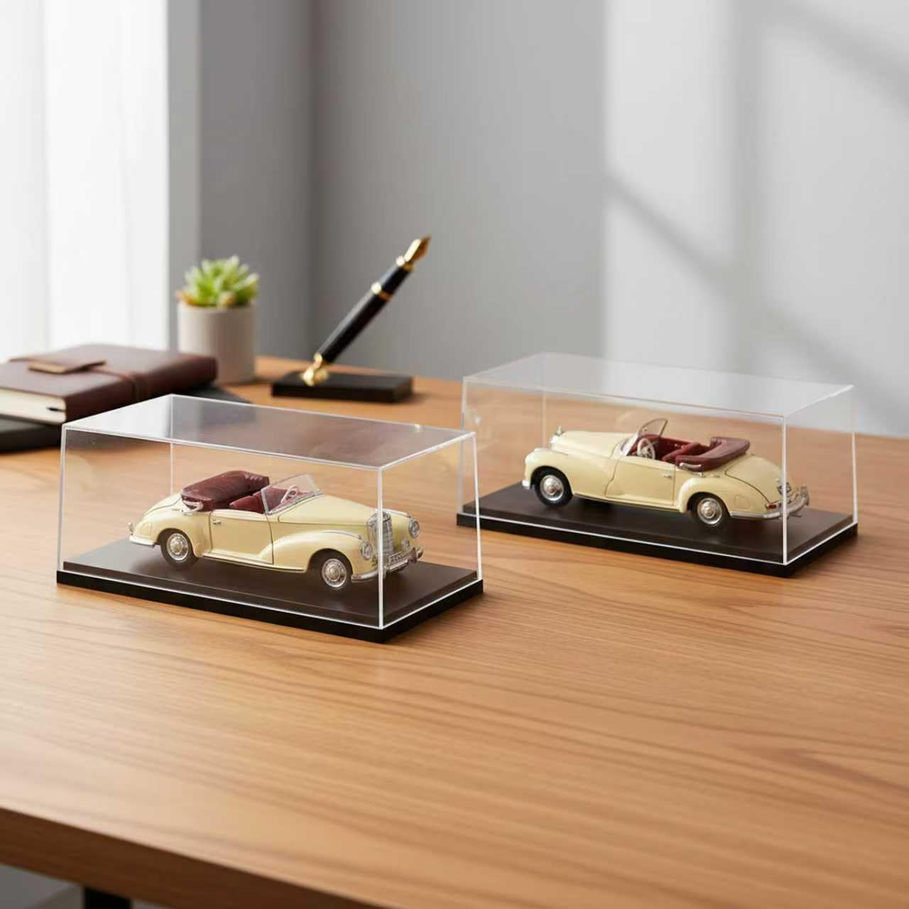 1:18 No Assembly Diecast Display Case with Plastic Base - Acrylic Model Car Display Boxes - Dustproof Showcase for Collectibles Memorabilia (2, 1:18)