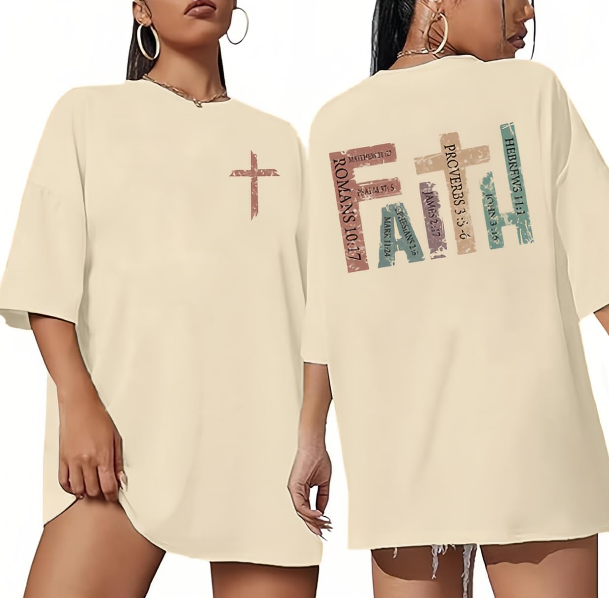 Oversized Faith Shirts for Women Christian Shirt Jesus Cross Graphic Tees Religious Sayings Short Sleeve Tops