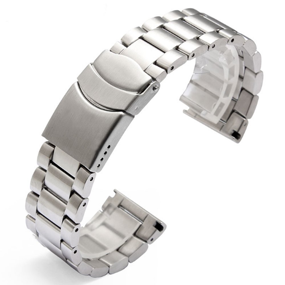 [Pasek Richie] 23 mm czarny/srebrny pasek do zegarka ze stali nierdzewnej do Luminox 3050|3051|6402 Srebrny