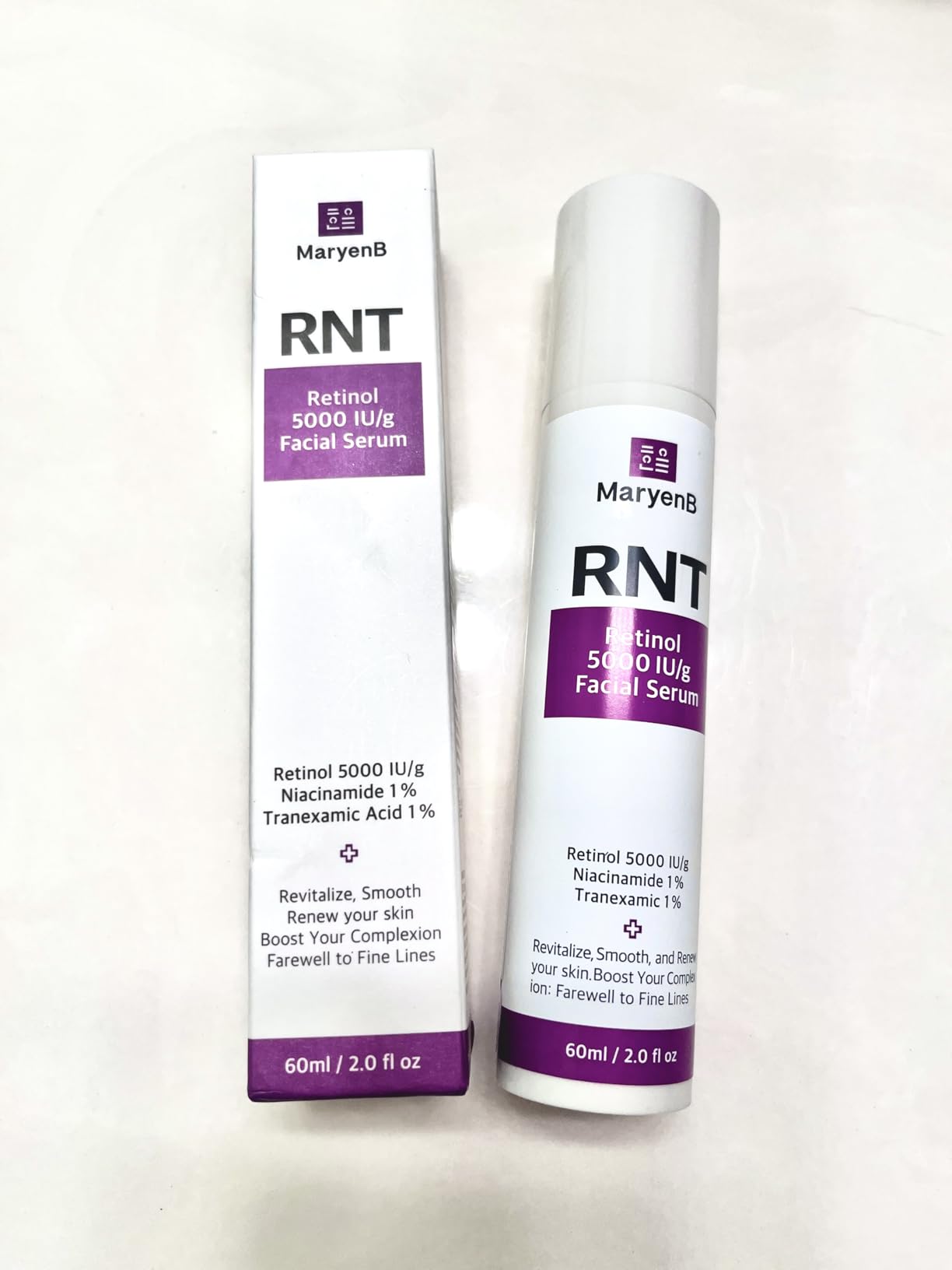 MaryenB Retinol 5000IU, Niacinamide 1%, Tranexamic Acid 1% Face Serum – Moisture Enhancing Essence with Hyaluronic Acid, Vitamin E, Gentle for Daily Skincare, 2 Fl Oz (60ml)