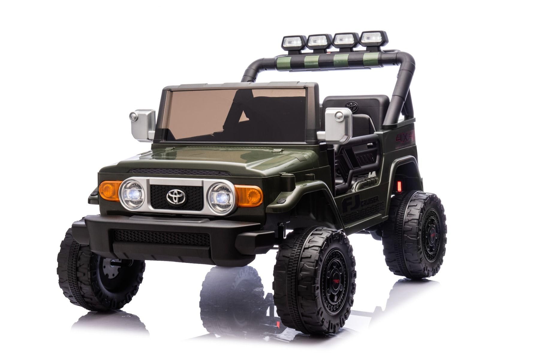 RIRICAR 4x4 Voiture électrique Enfants 2 Places Toyota FJ Cruiser XXL, sous Licence, Verte, Batterie Lithium Portable, châssis surélevé, Deux sièges, Suspension arrière, télécommande 2,4 GHz