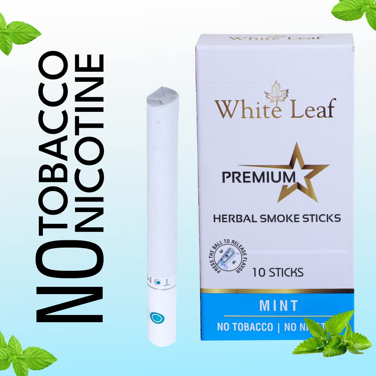 cigarette white colour White Leaf Herbal Smoke Cigarettes Mint Flavour