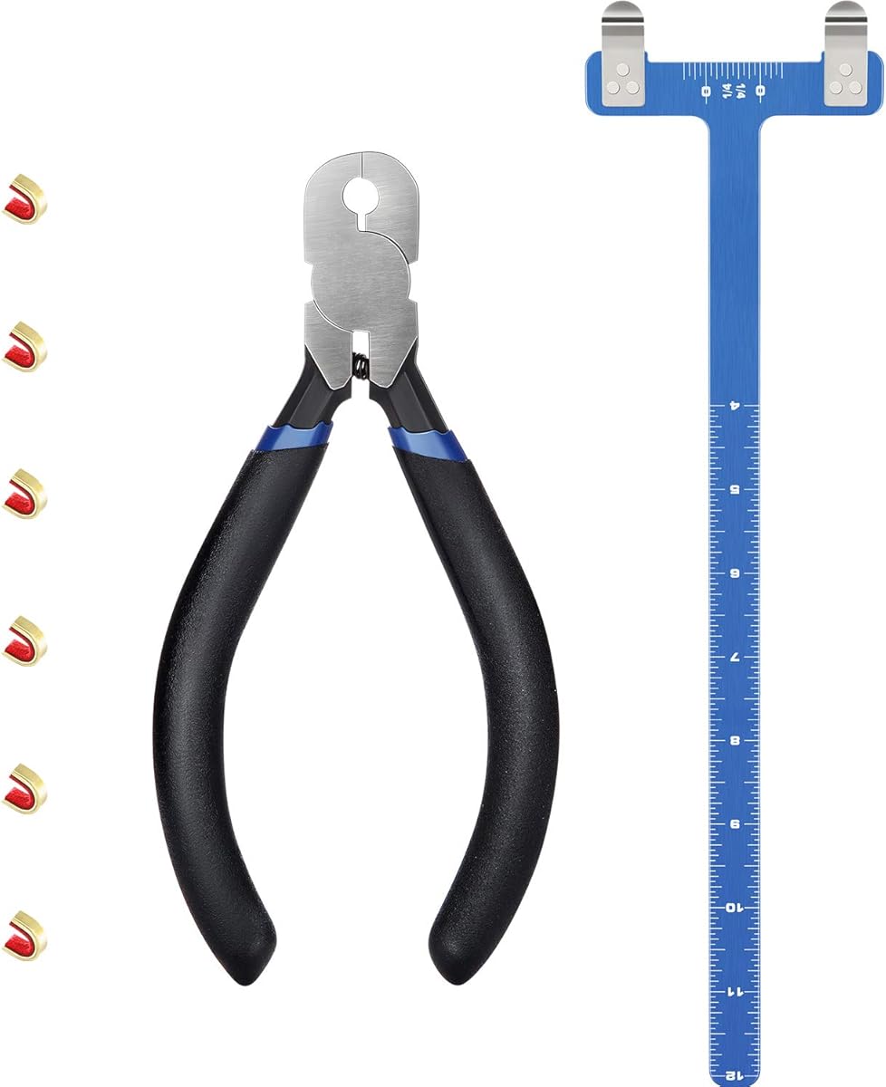 Zonon Bow String Nocking Points Pliers Strings Knock Set T Shape Bow Square Ruler Nocking Buckle Pliers Recurve Turning Kit Archery(Dark Blue)