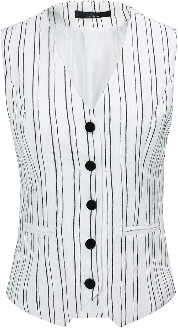 Amazon ベスト レディース 単品ベスト スリム ストライプ 事務服ベストおしゃれ Vネック 白ベスト ビジネス フォーマル オフィス 制服 ベスト フィット セットアップ 着痩せ 面接 上品 大きいサイズ ベスト 通販