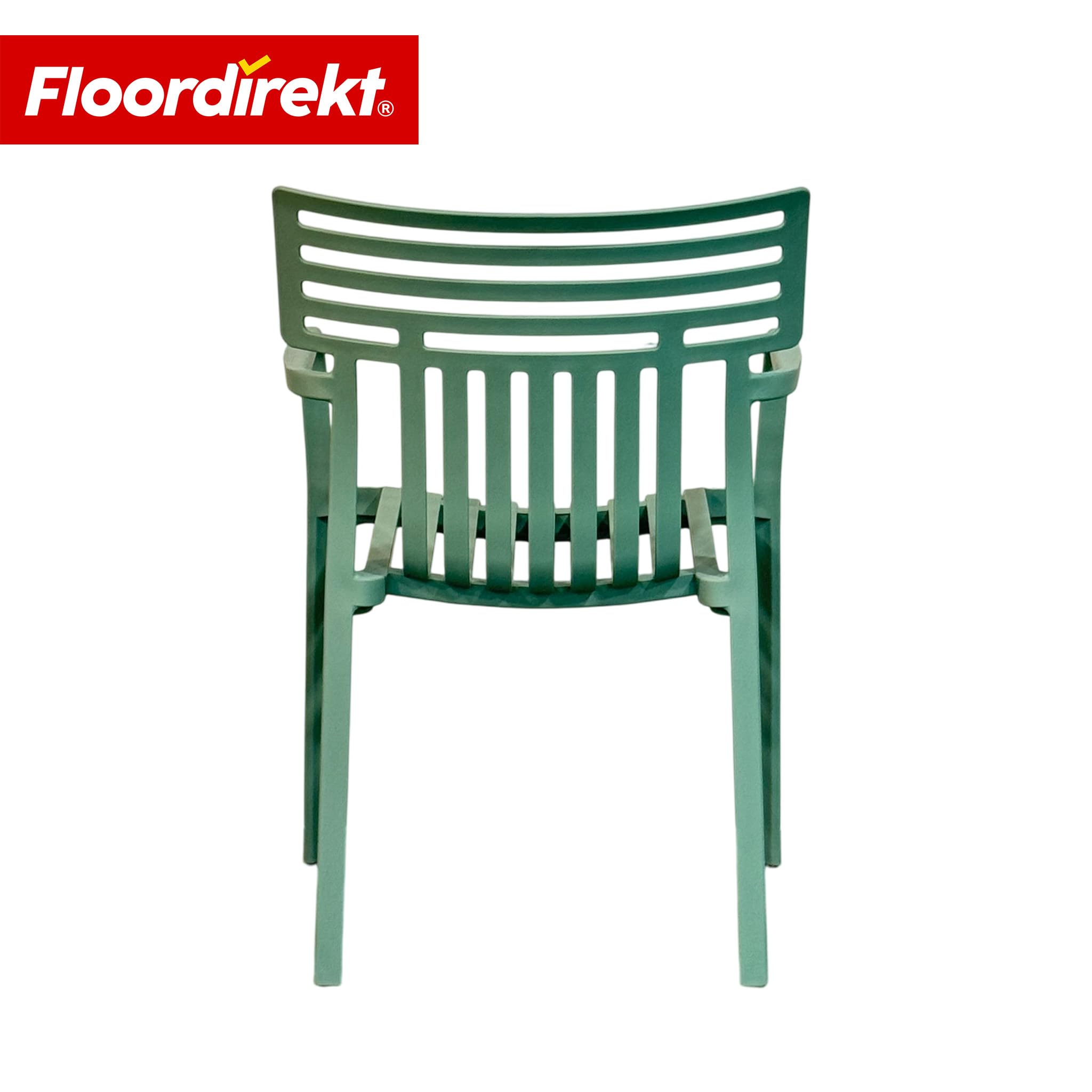 Floordirekt Chaise de Jardin avec accoudoirs – Chaise de Design empilable, Verte, résistante aux intempéries et aux UV, supporte jusqu'à 200 kg, pour Balcon, terrasse et Jardin