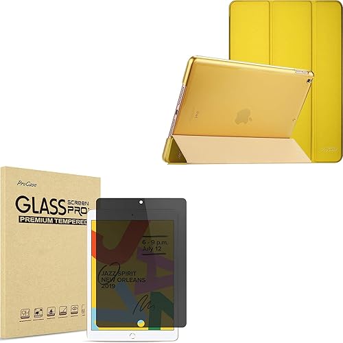 ProCase Paquete de funda delgada con protector de pantalla de privacidad para iPad 10.2