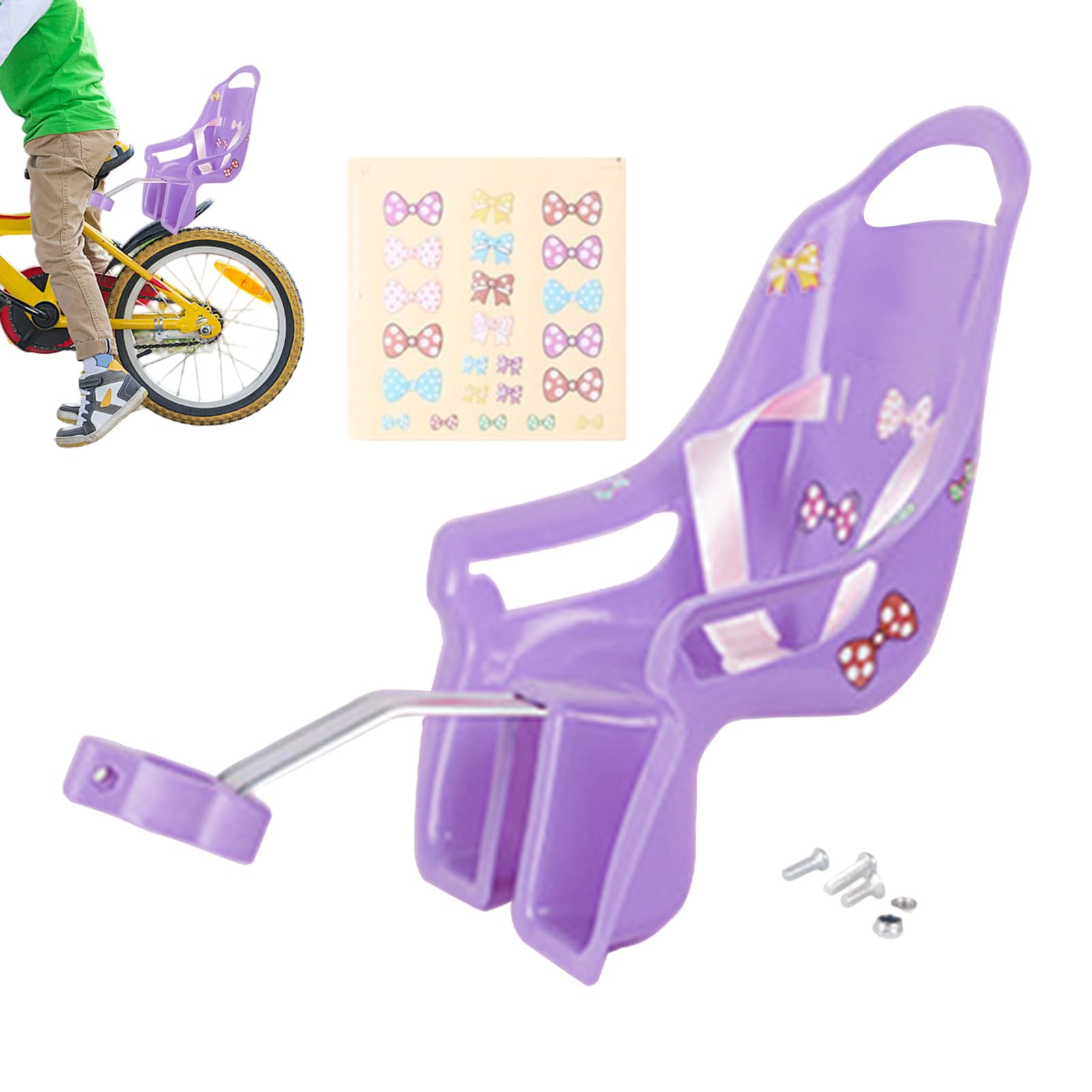 Generico Seggiolino per Bambola Principessa, Set seggiolino per Bicicletta, Bambola per Bambini, Bici per Bambini, Adatto a Giocattoli di Peluche e Animali di Peluche, Biciclette