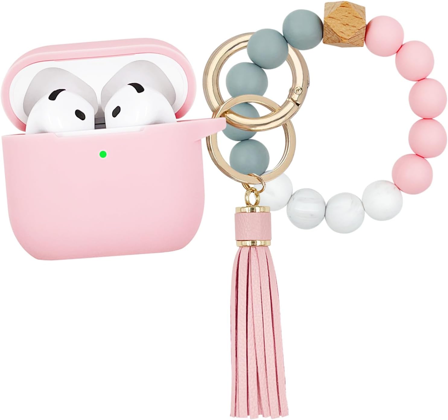 Compatible with AirPods 4 Case Cover, Soft Silicone Protective Cover with Bracelet Keychain, Compatible with Apple AirPods 4th Generation Wireless Earbuds (Pink) Compatible with AirPods 4 Case Cover, Soft Silicone Protective Cover with Bracelet Keychain, Compatible with Apple AirPods 4th Generation Wireless Earbuds (Pink)