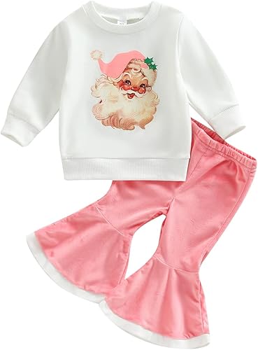 Gueuusu Conjunto de ropa de otoño e invierno para bebé niña pequeña mi primer traje de Navidad sudadera de manga larga para bebé pantalones Gueuusu Conjunto de ropa de otoño e invierno para bebé niña pequeña mi primer traje de Navidad sudadera de manga larga para bebé pantalones