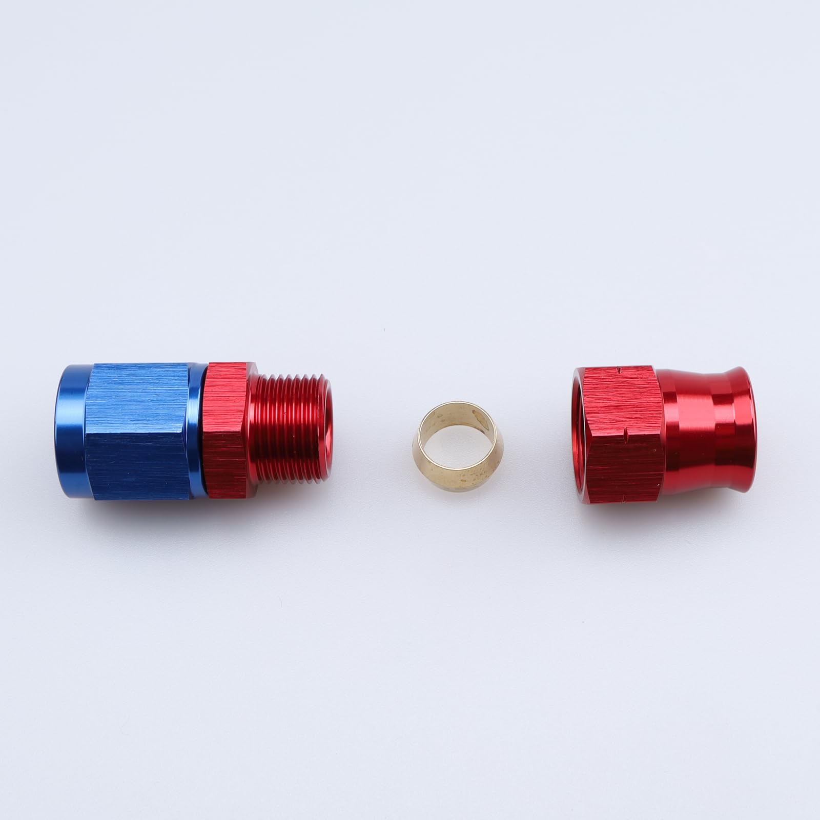 Autobahn88 AN6 Swivel Hose End Fitting - Aluminum Anodized Straight Female To 3/8 Fuel Hard Line (Blue/Red) - View #11