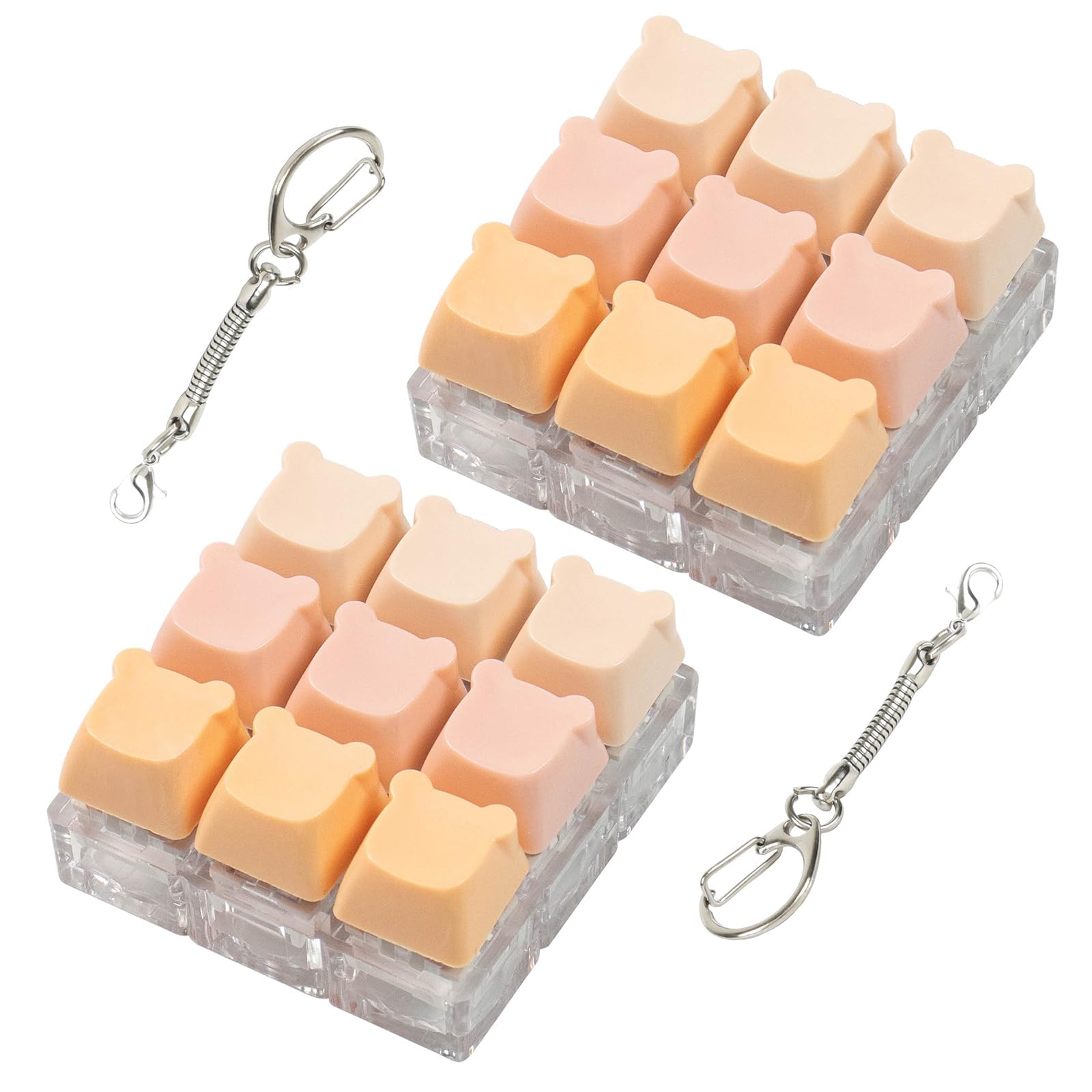 2 Pcs Creamy Keyboard Fidget Toy, 9 Keys Cute Fidget Clicker for Adults Relieve Stress and Anxiety Decompression Keyboard Fidget Keychain