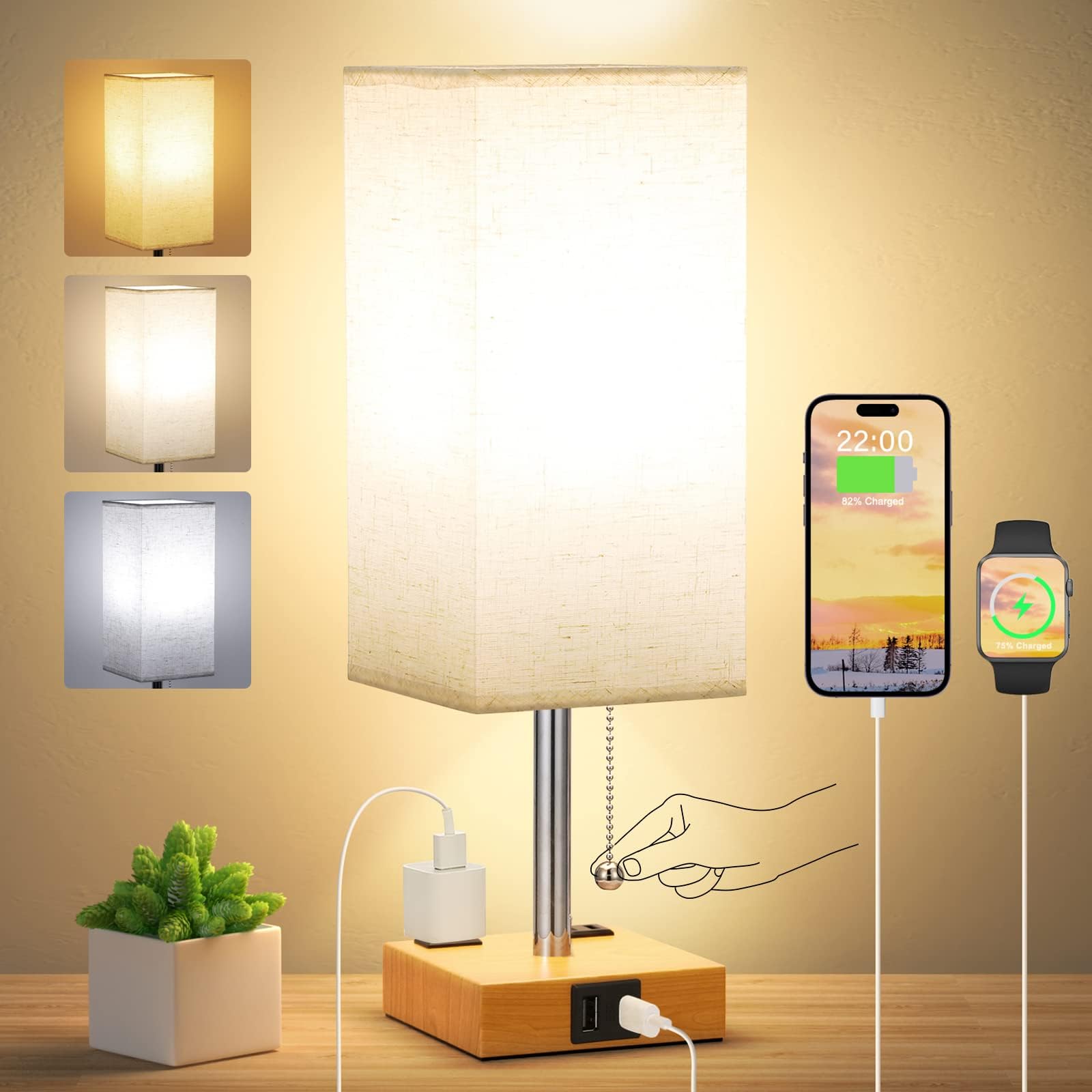 Bedside Lamp with 3 Color Modes