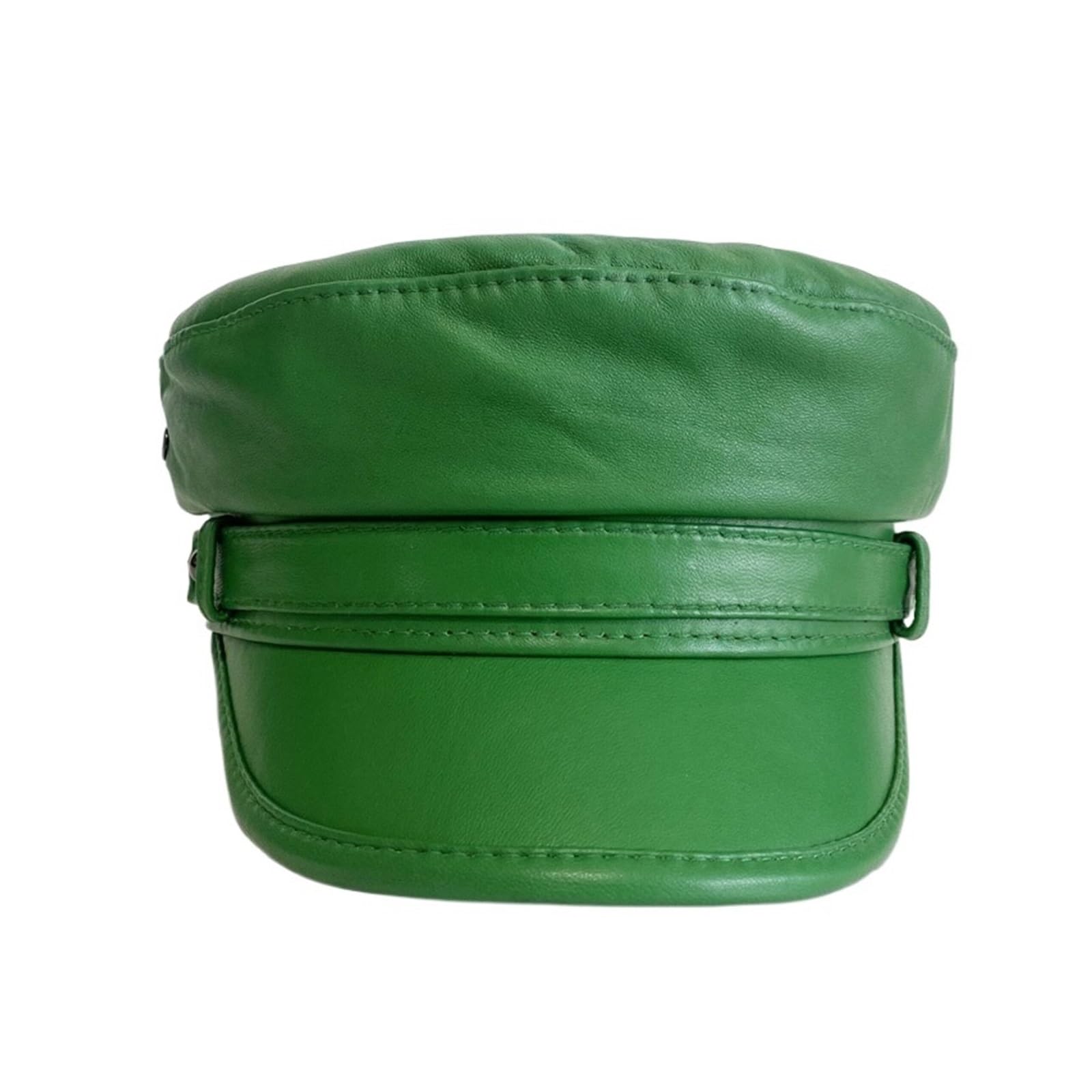 Gorra Militar Verde de Cuero Genuino, Gorra Militar, Sombreros Marineros for Mujeres y Hombres, Gorro cadete de Viaje, Sombrero Militar de Piel de Oveja