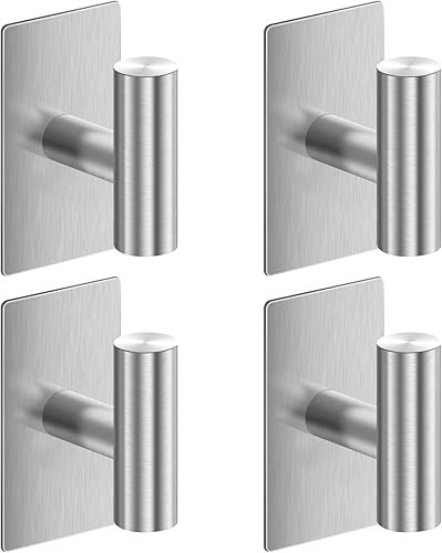 Miniatura 8 de Ganchos adhesivos, paquete de 2 ganchos de pared resistentes, ganchos de acero inoxidable para colgar abrigos, toallas, batas, ropa, ganchos