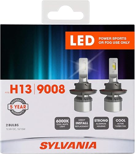 SYLVANIA Bombillas LED H13 9008 para faros delanteros para uso todoterreno o luces antiniebla, paquete de 2