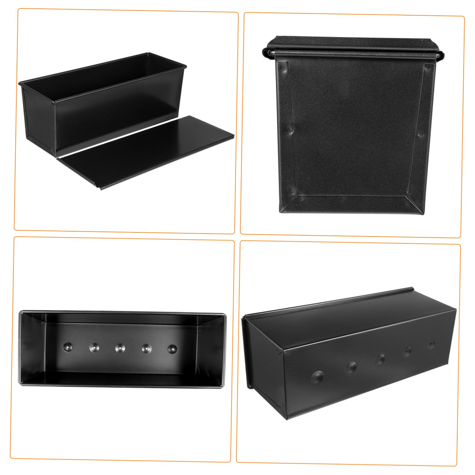 MAGICLULU Molde Rectangular para Pan con Tapa Negra de Acero Inoxidable Antiadherente para Hornear Pan Casero y Tostadas en Horno con Capacidad de 750g