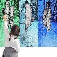 Irenare 3 Pcs Sensory Wall Sequin Flip Fabric for Kids 40 x 13 Inch Sensory Graffiti Reversible Sequin Fabric with 36 Pcs Hook and Loop Strips with Adhesive