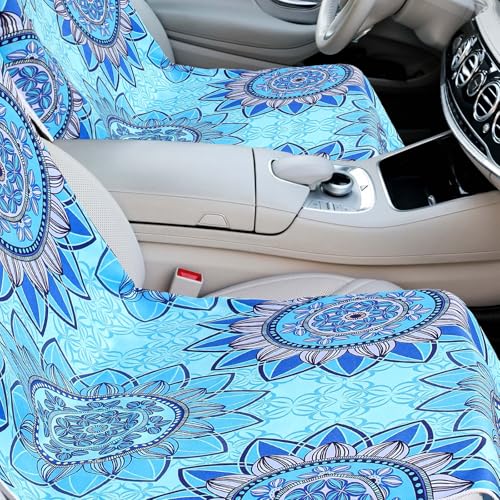 Image of Hahafelt 2 Pack Car Seat Towel Cover with Storage Bag, Blue Mandala