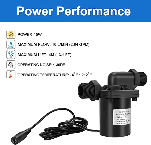 Miniatura 2 de Bomba de circulación solar del calentador de agua de DC 12V con el adaptador de corriente de CC, resistente a altas temperaturas, elevación 4M,