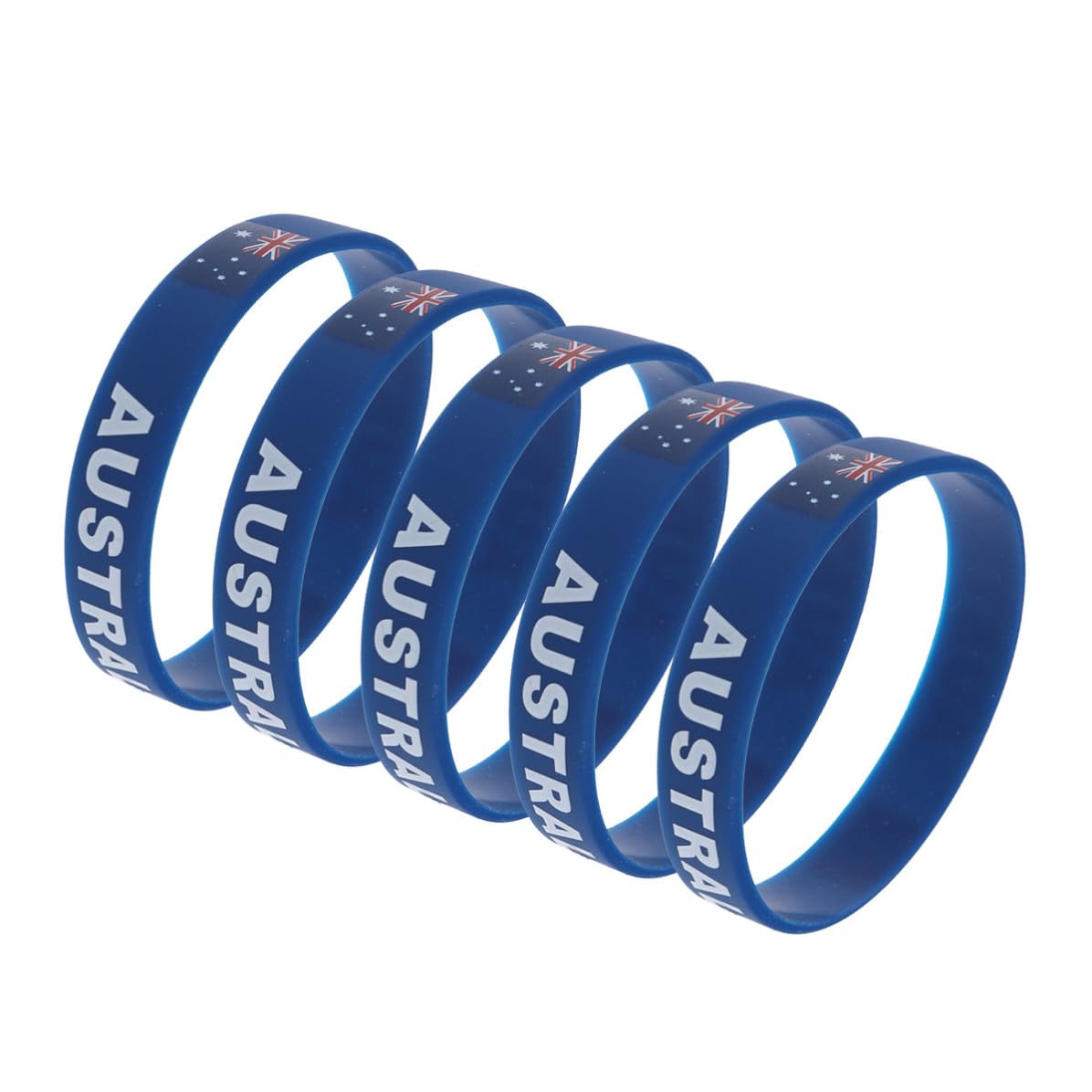 5pcs Australian Flag Printed Silicone Wristband for Games and Matches