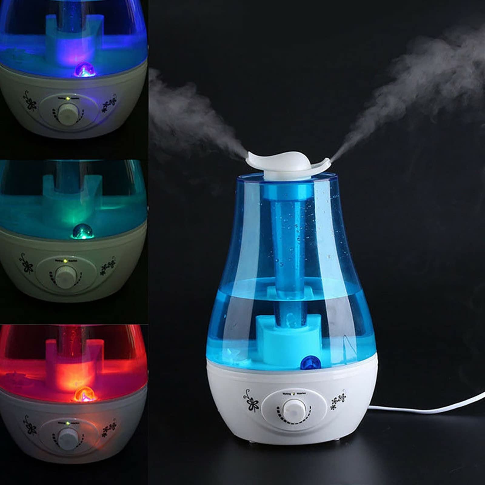 Nawilżacz 3000ML ultradźwiękowy nawilżacz powietrza podwójne rozpylacze mgła Mist Maker dyfuzor olejków eterycznych 7 kolorów LED zapachowy aromaterapia(Blue)