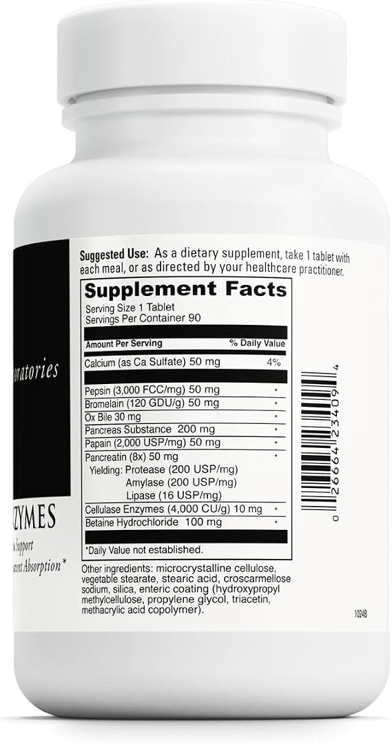 مكمل غذائي DAVINCI Labs Digestive Enzymes يدعم وظيفة الجهاز الهضمي وامتصاص العناصر الغذائية - مع الكالسيوم والبيبسين والبروميلين والبابين والبنكرياتين والمزيد - خالٍ من الغلوتين - 90 قرصًا