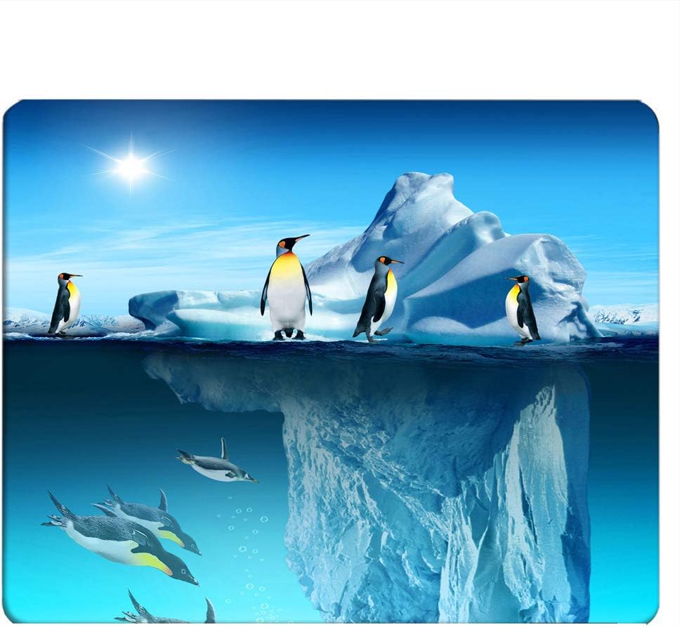 Penguin Gaming Mousepad 3D Penguin Inverted Image Blue Mouse Pad Mouse Mat for Computer Desk Laptop Office 9.5 X 7.9 Inch Non-Slip Rubber