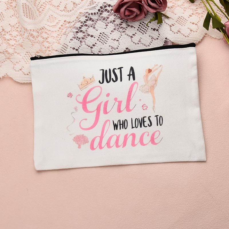 Dancer Themed Gifts for Ballet Dance Lovers Gift for Daugther Sister Just a Girl Who Loves to Dance Travel Makeup Bag for Friend Cosmetic Bags - Image 2