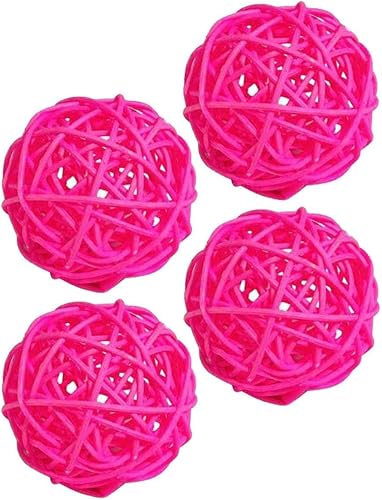 Miniatura 10 de 4 bolas decorativas de mimbre de ratán para mesa, boda, fiesta, Navidad, decoración del hogar (plata, 4 pulgadas)