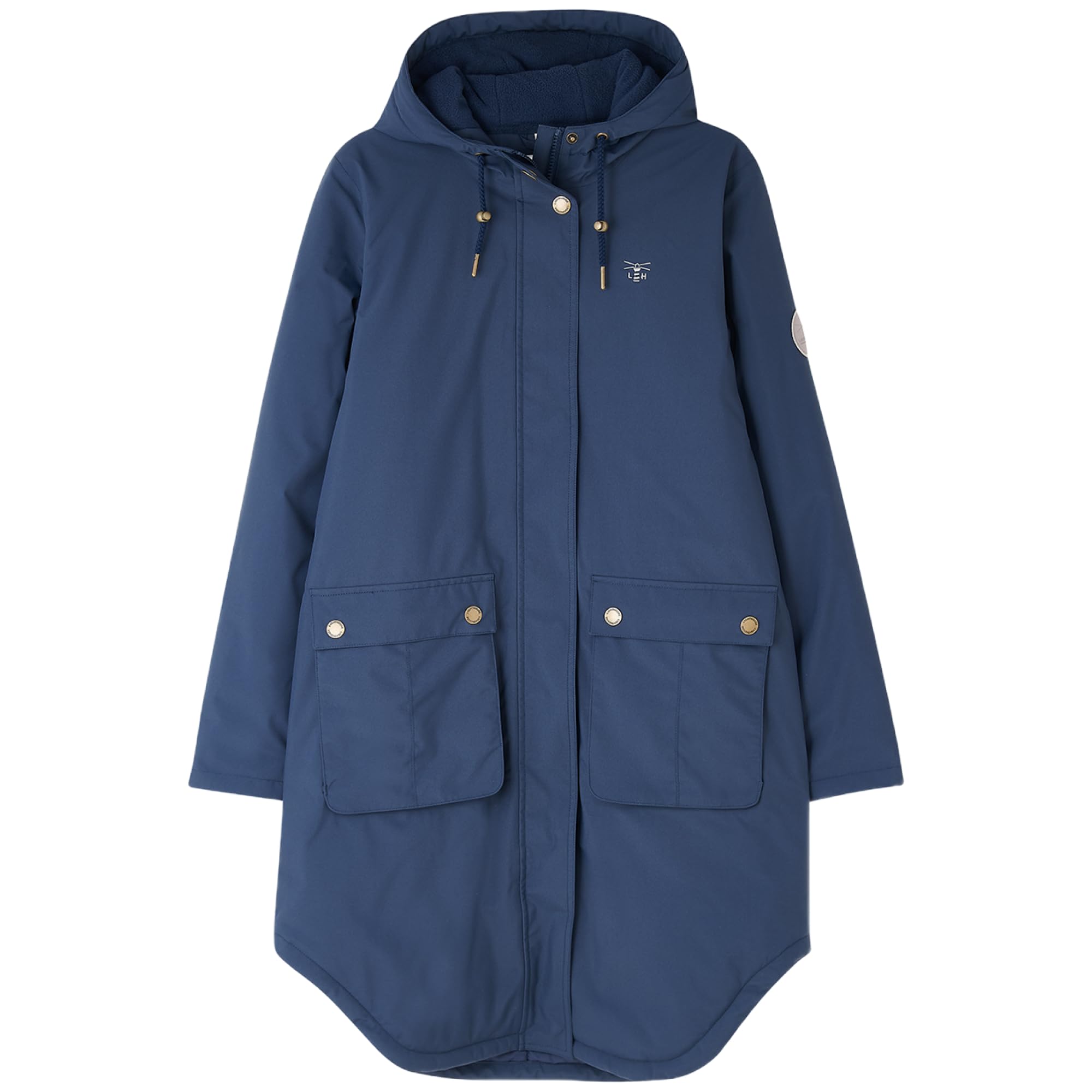 Lighthouse Clothing Imogen Navy Waterproof Fleece Lined Rain Mac Coat - Size 18