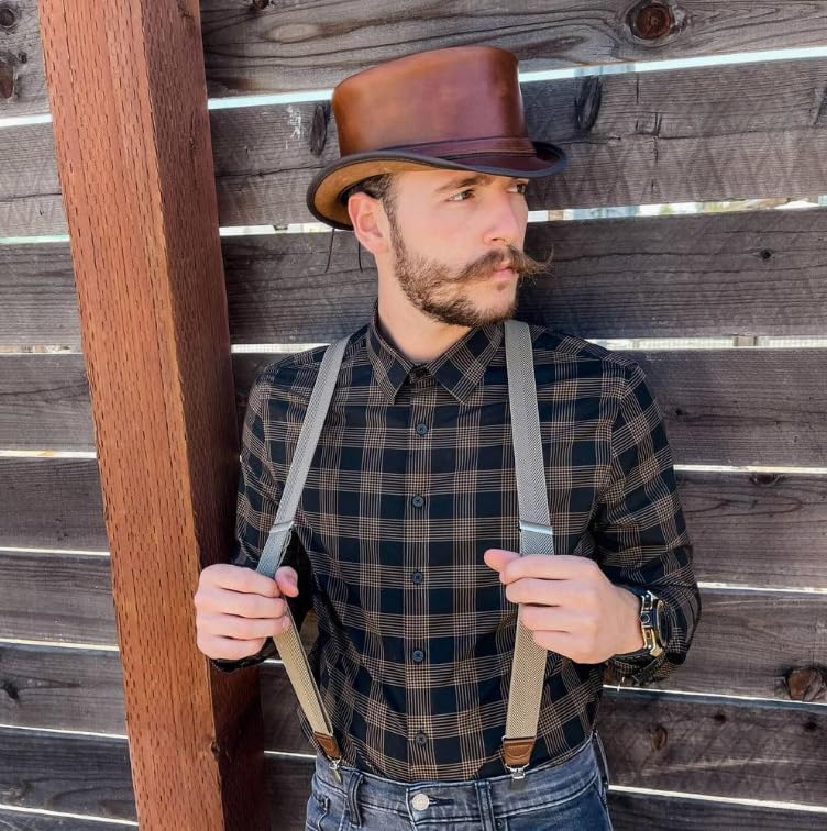 Miniatura 7 de American Hat Makers Hampton - Sombrero de cuero para hombre y mujer, sombrero de ala ancha moldeable