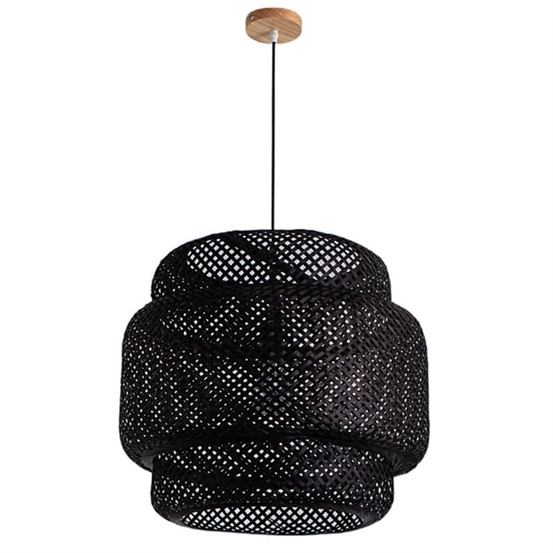HCIPJQY Nordic Kitchen Island Lamp Tropical Light Fixture Ceiling with Wicker Lamp Shade Handwoven Bamboo Wicker Pendant Light Ceiling Hanging Lamp Fixture for Bar Cafe Living Room(with No Bulb)