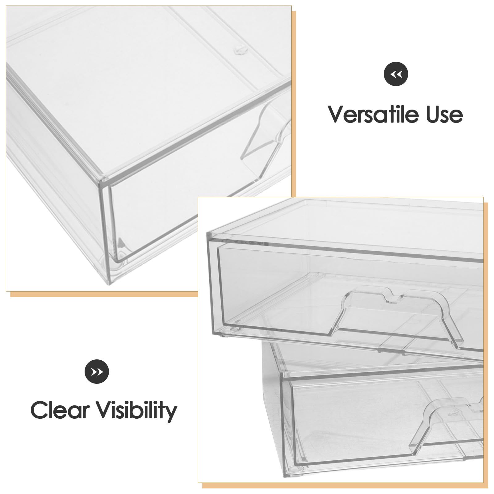 SHINEOFI Organizer da 2 Pezzi in Acrilico Trasparente per Cosmetici Cassetti Impilabili, Facile da Pulire, Raffinato per Organizzazione su Piano Bagno
