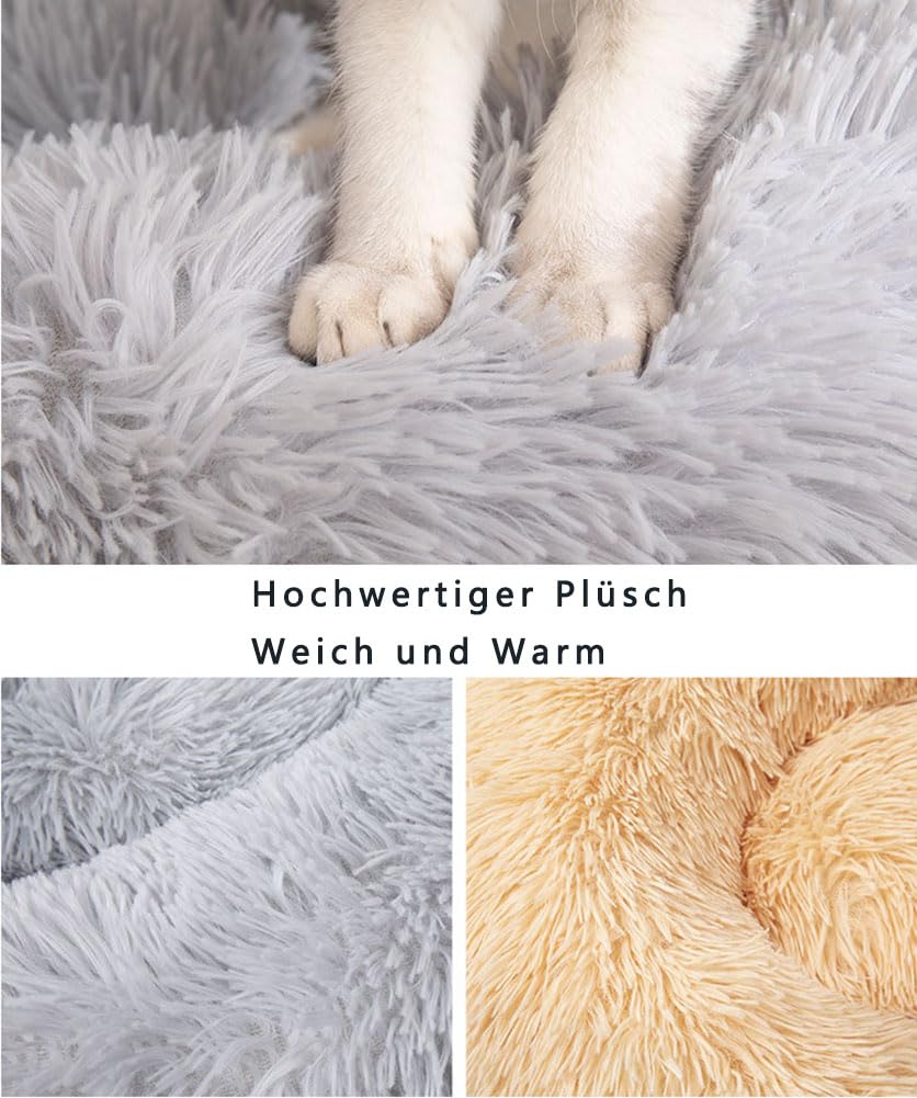 Yuly Orthopädisches Hundebett, Donut Hundekissen, Haustierbett mit rutschfeste Unterseite, Flauschig Doughnut Kuscheliges Hundebett Katzenbett, Waschbare Hundekistenmatratze