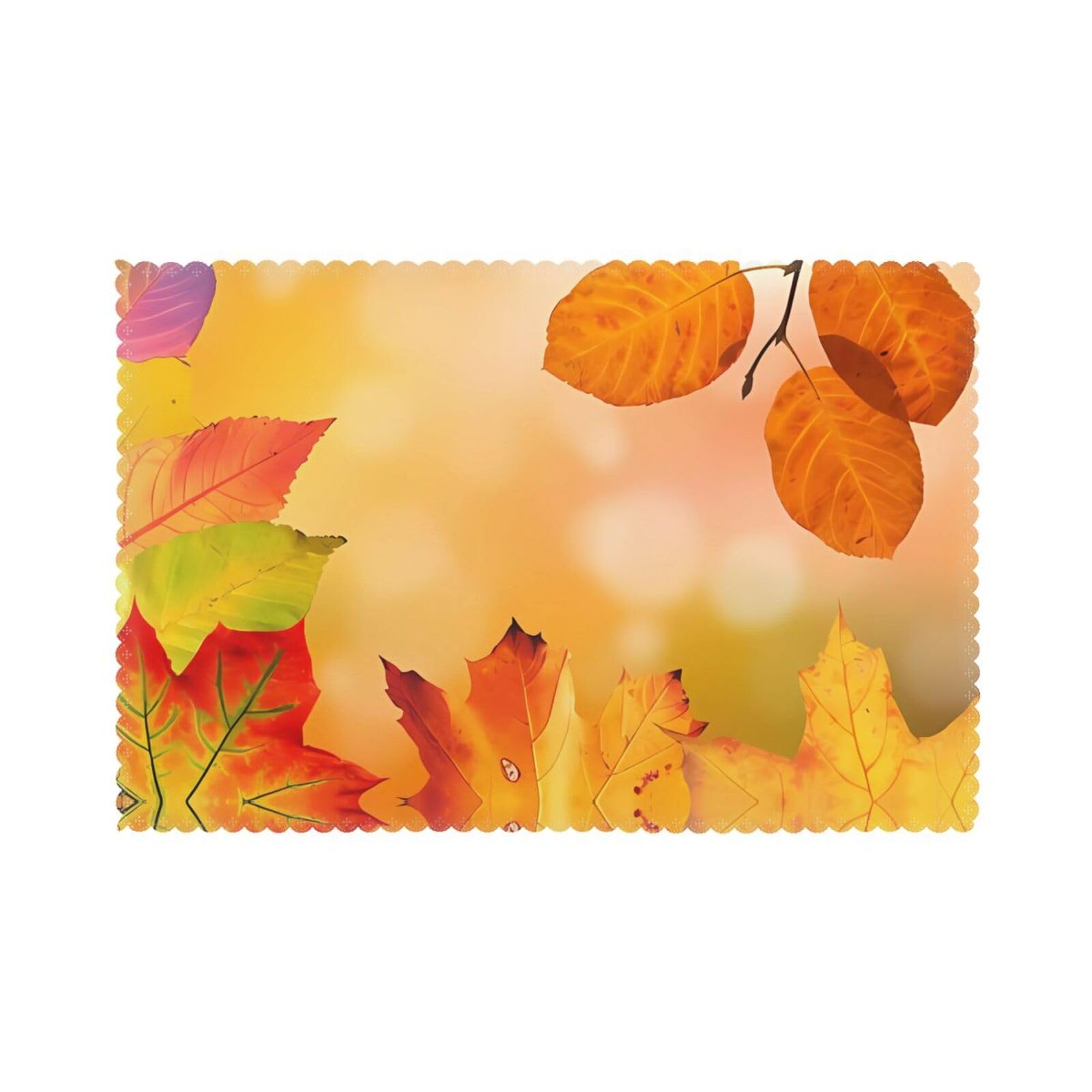WHJDPP Autumn Prints Placemats Set of 6 12x18in – Durable Table Layers for Stylish Home, Hotel & Festive Gatherings